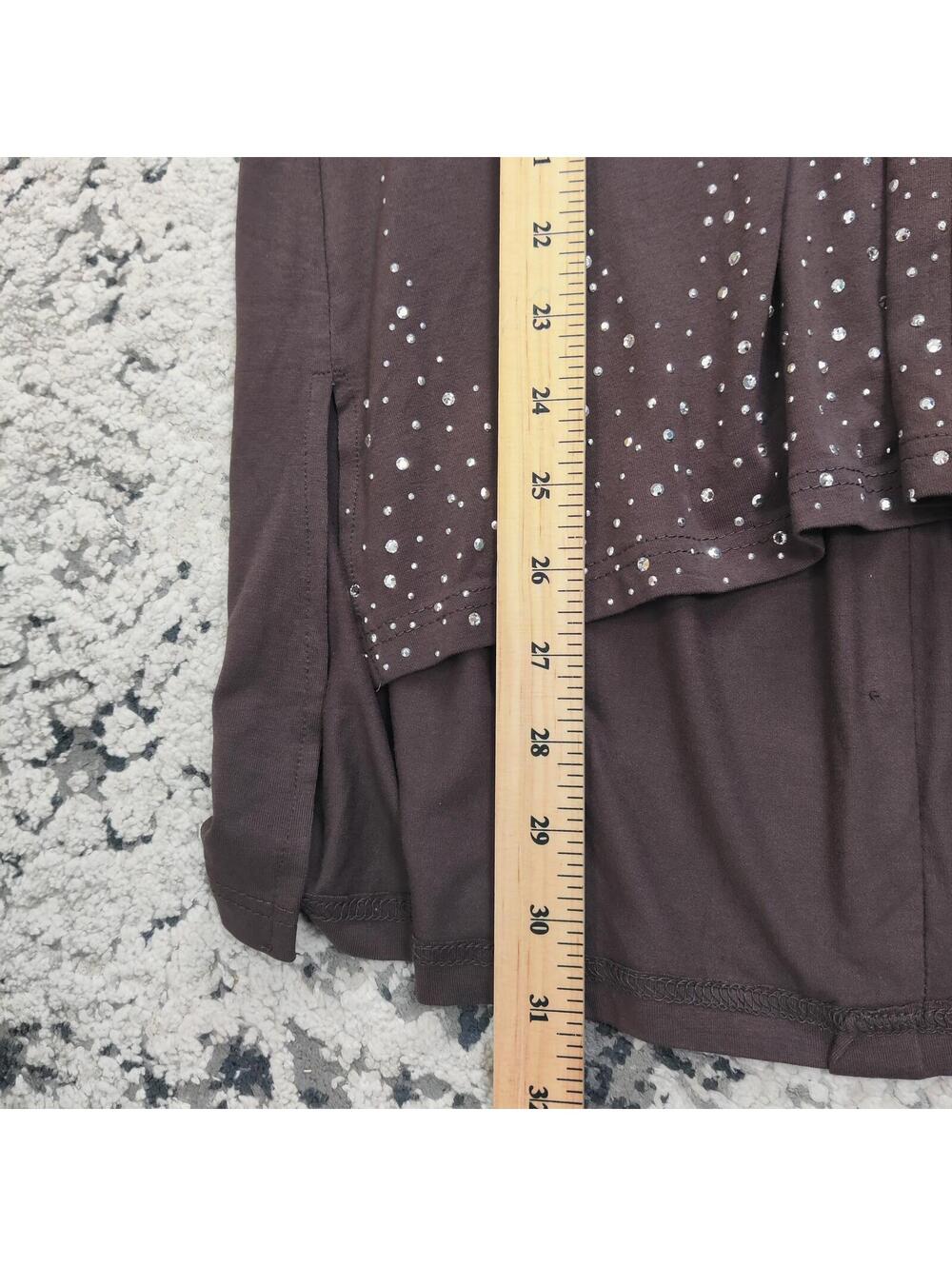 Tango Mango Collection Brown Rhinestone Sleeveless Button Front Top XL - Picture 6 of 7